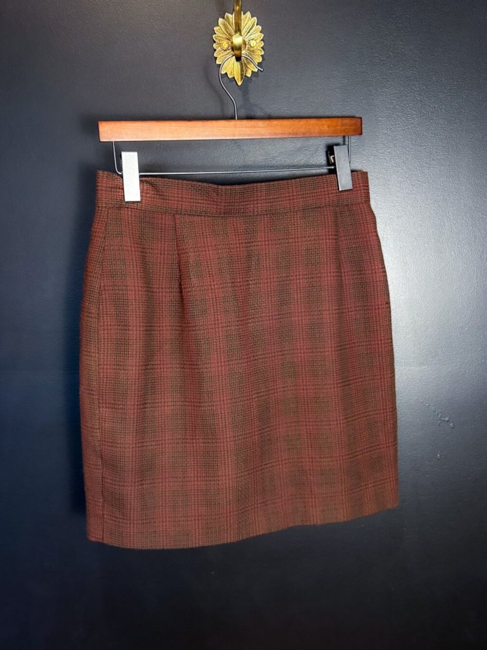 70's Rust Plaid A-line Mini Skirt